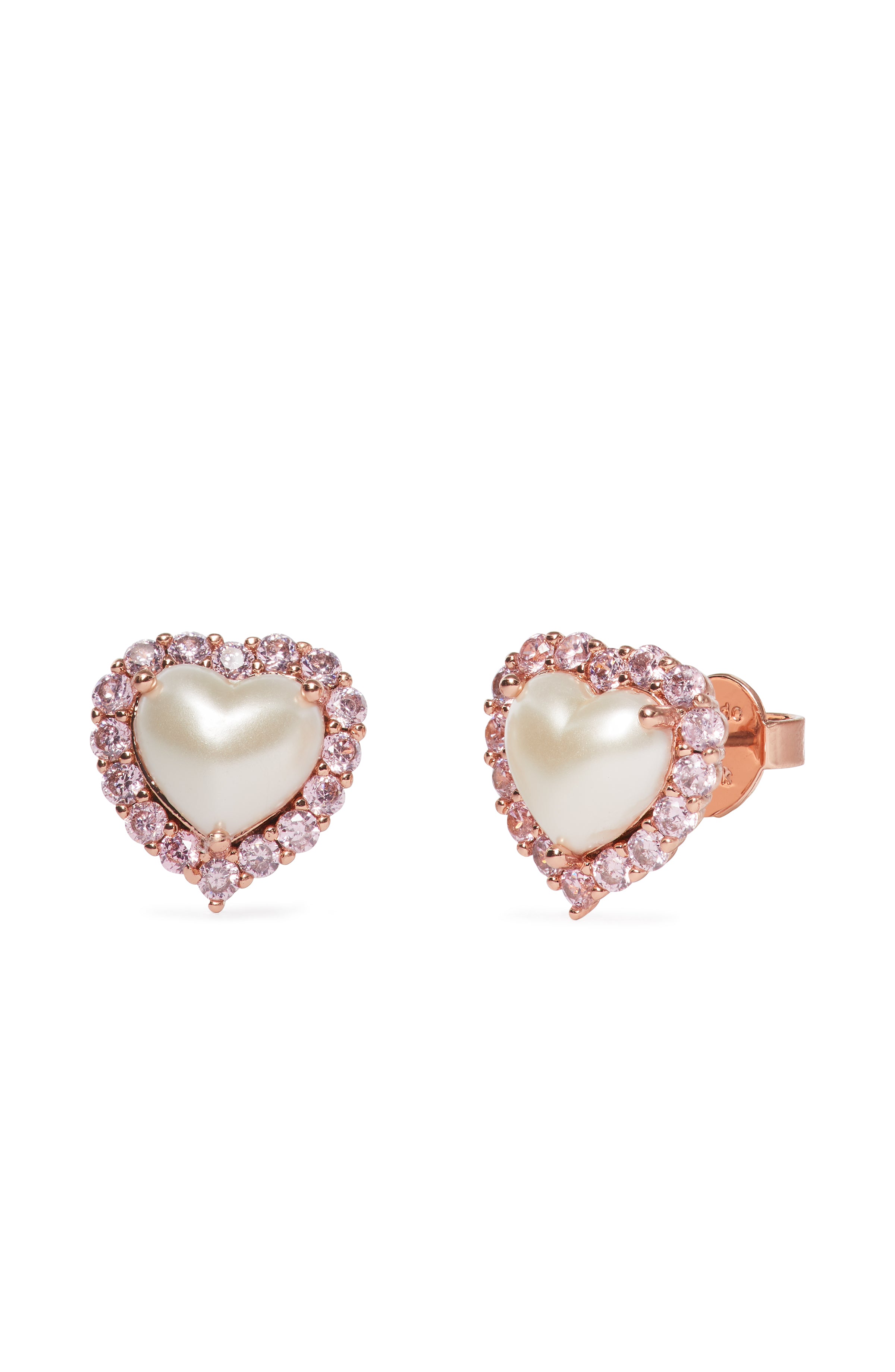 KB898-My Love Heart Studs-Cream/Rose Gold