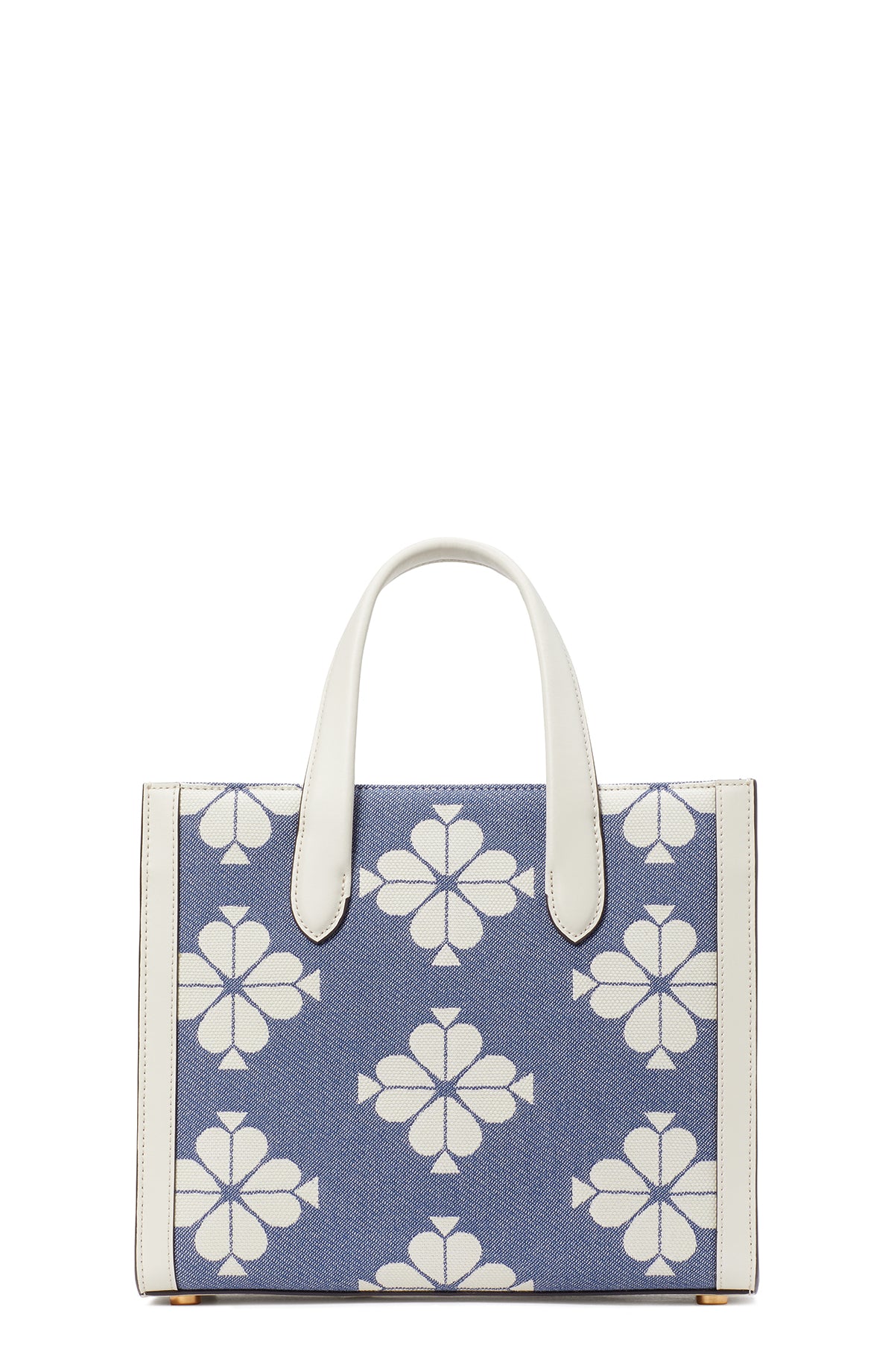 KB959-spade flower two-tone canvas manhattan small tote-Halo White Multi