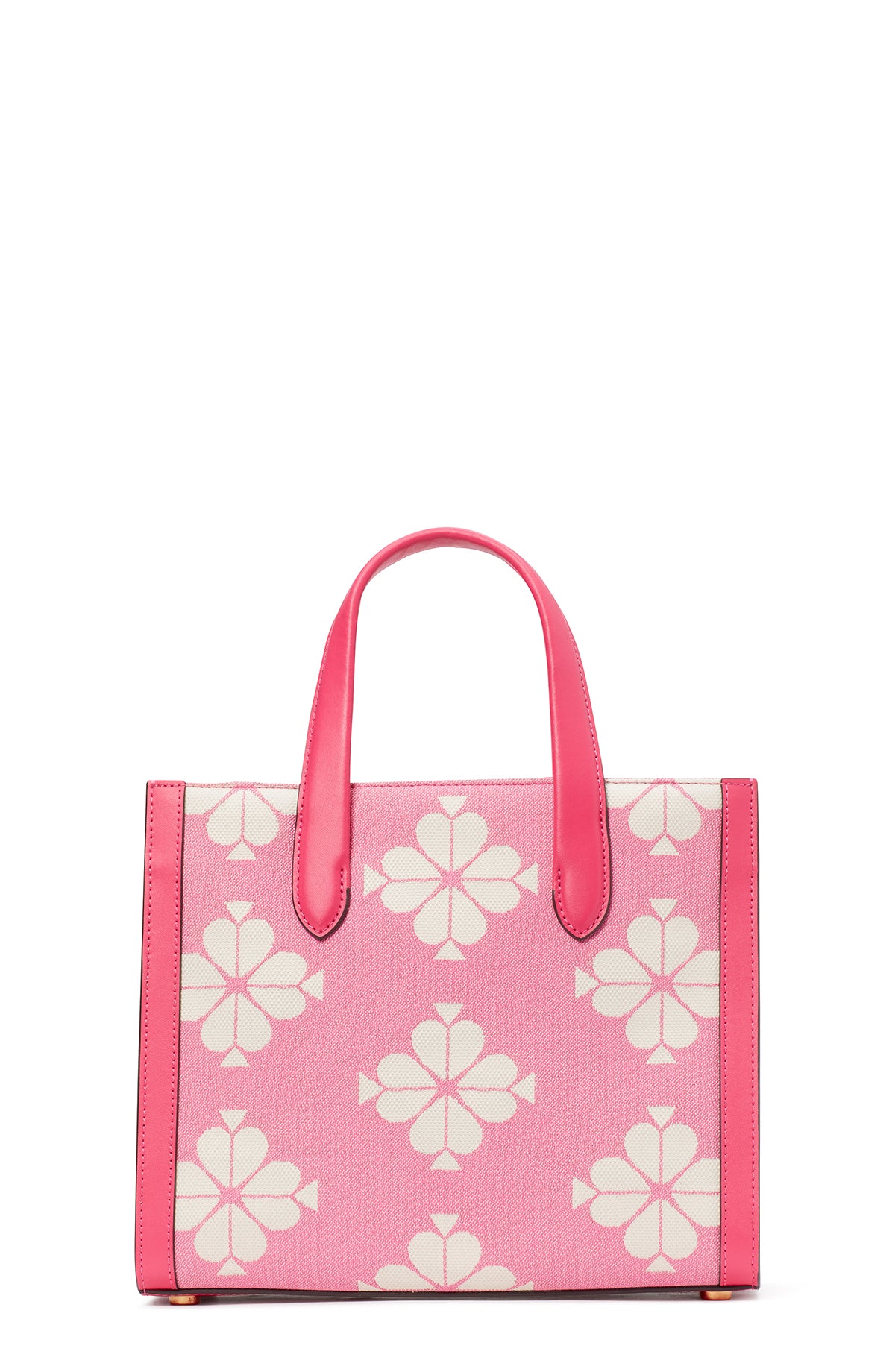 KB959-spade flower two-tone canvas manhattan small tote-Pom Pom Pink Multi