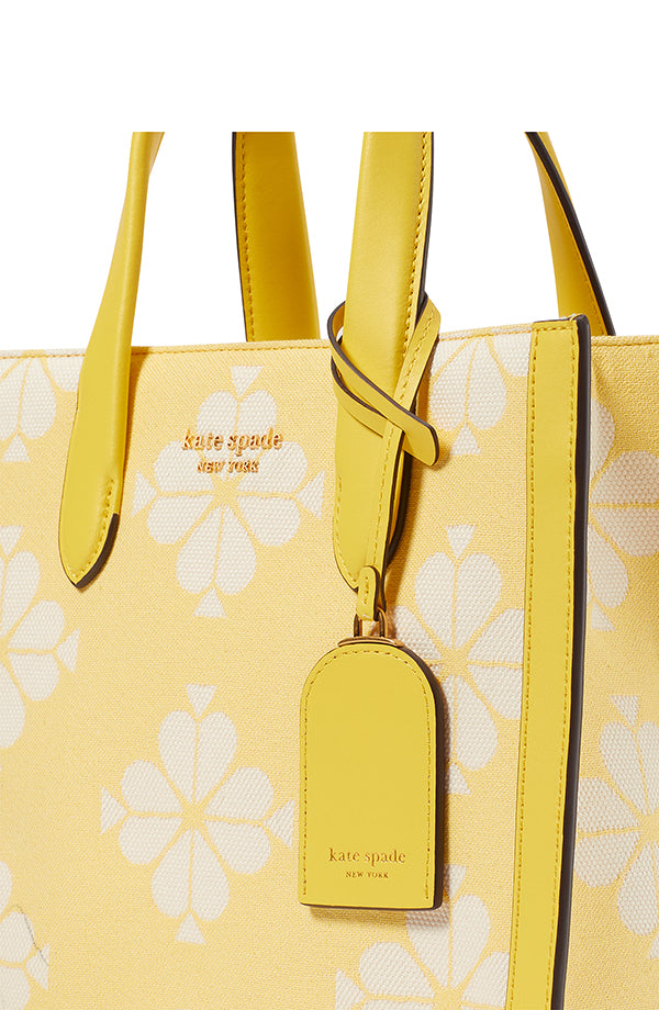 KB959-spade flower two-tone canvas manhattan small tote-Dandelion Yellow Mul