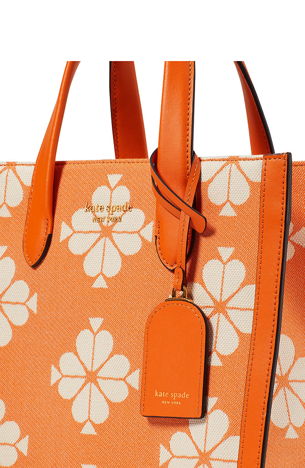 KB959-spade flower two-tone canvas manhattan small tote-Satsuma Multi