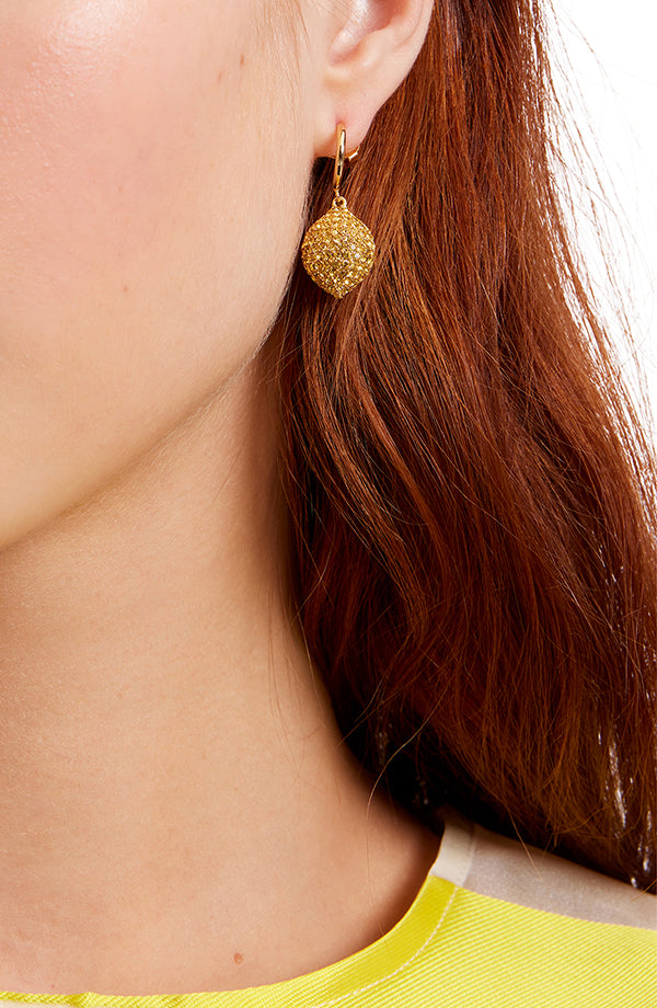 KC869-fresh squeeze huggie drop earrings-Yellow Multi