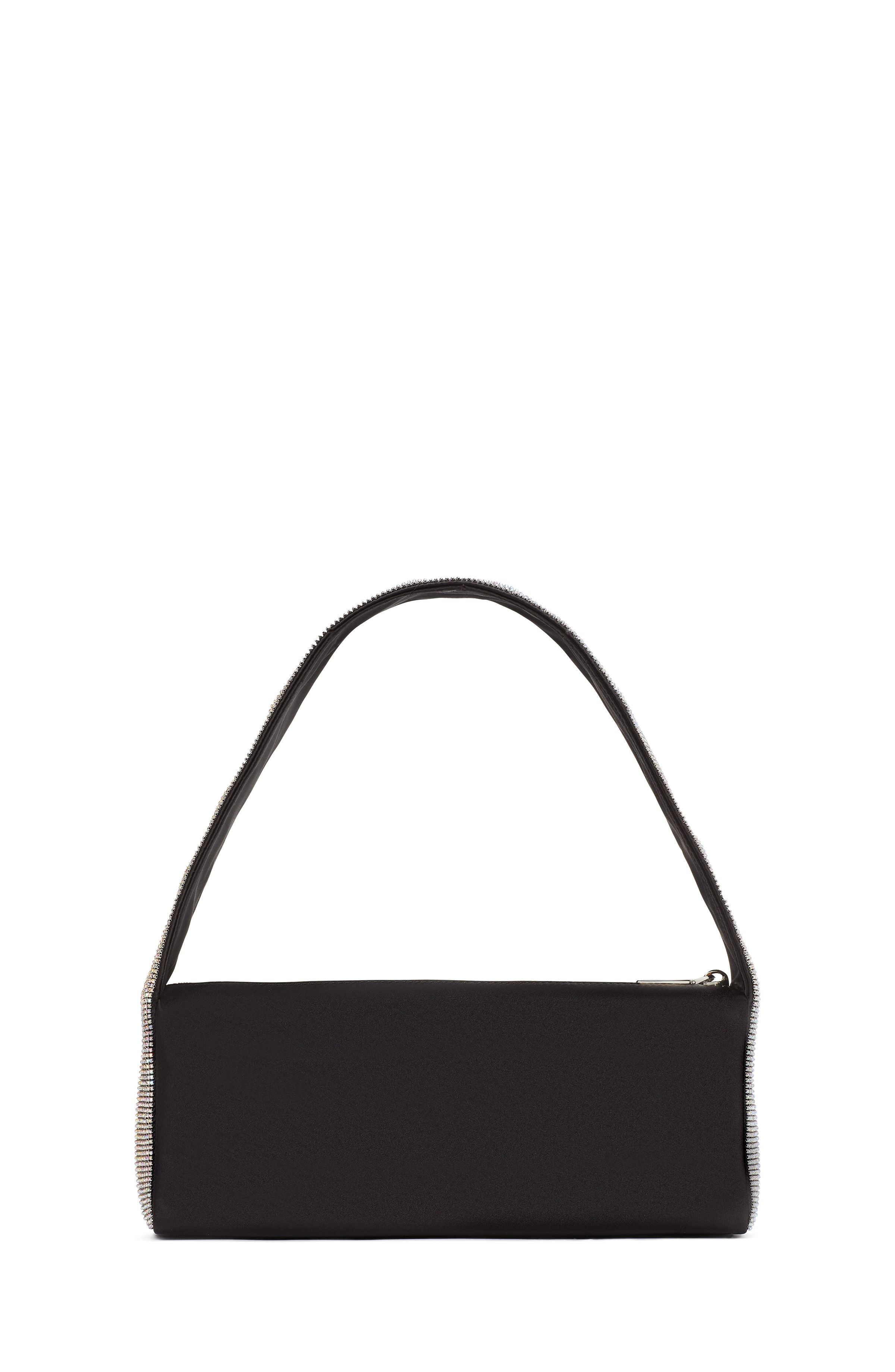 KC915-afterparty crystal embellished satin shoulder bag-Black Multi