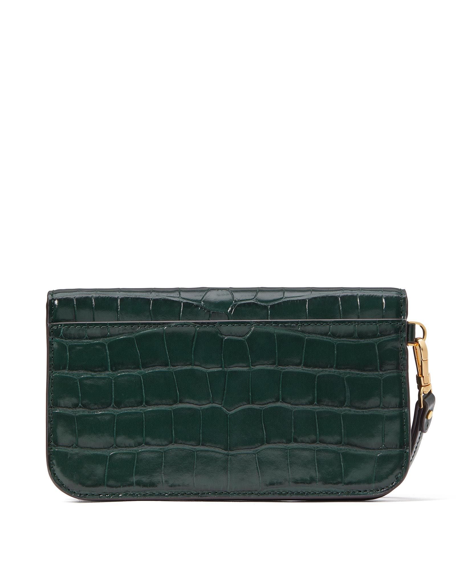 KD172-dakota croc-embossed flap wristlet-Rock Garden