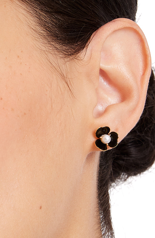 KD287-bouquet toss studs-Black/Gold