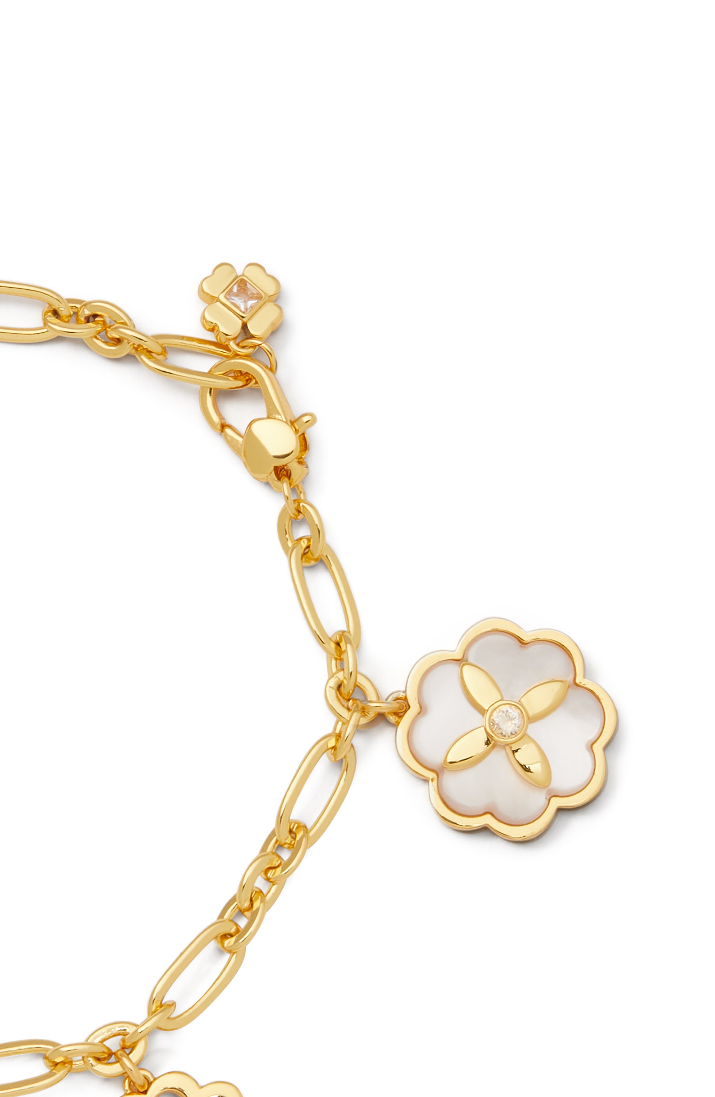 KD293-heritage bloom charm bracelet-Cream/Gold