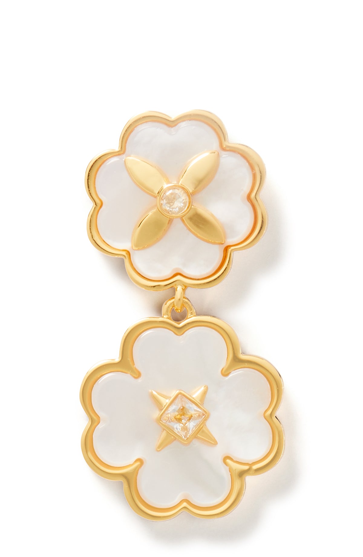 KD306-heritage bloom drop earrings-Cream/Gold