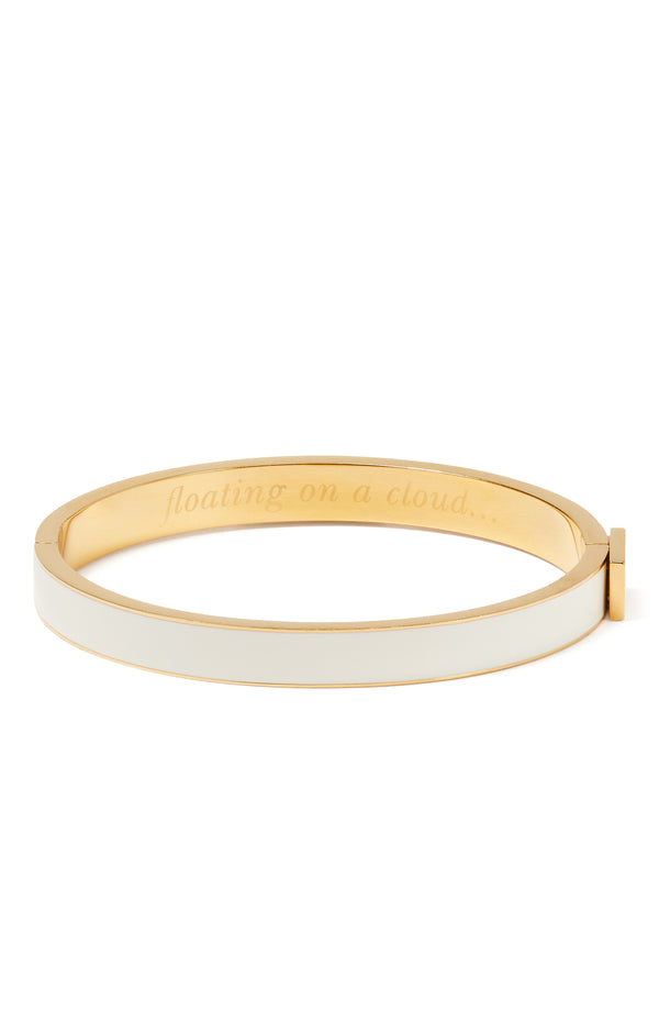 KD340-floating on a cloud thin idiom bangle-White