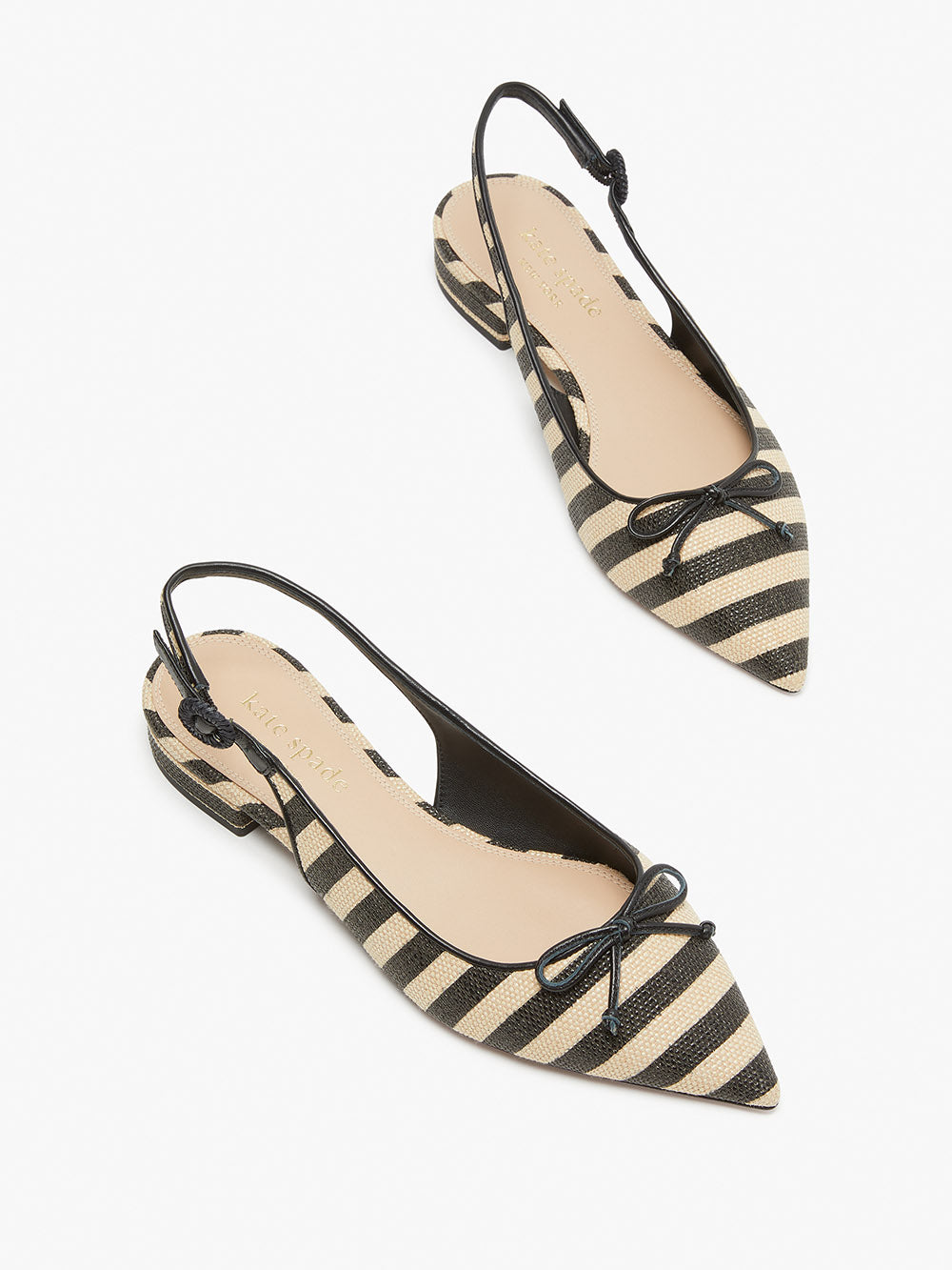 KD395-veronica raffia slingback flats-Black/ Beach Sand