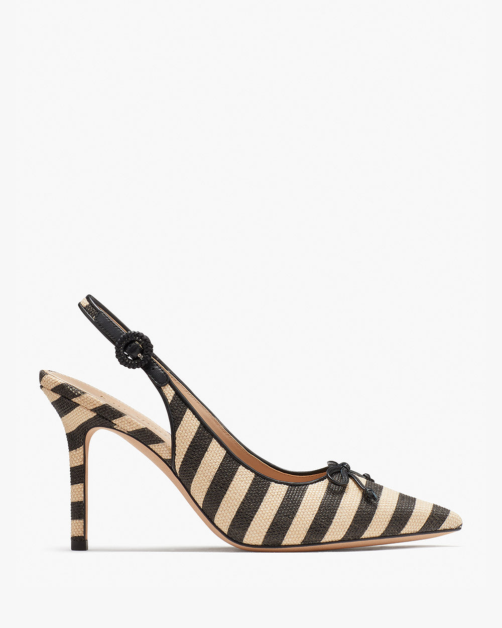 KD401-veronica raffia slingback pumps-Black/ Beach Sand