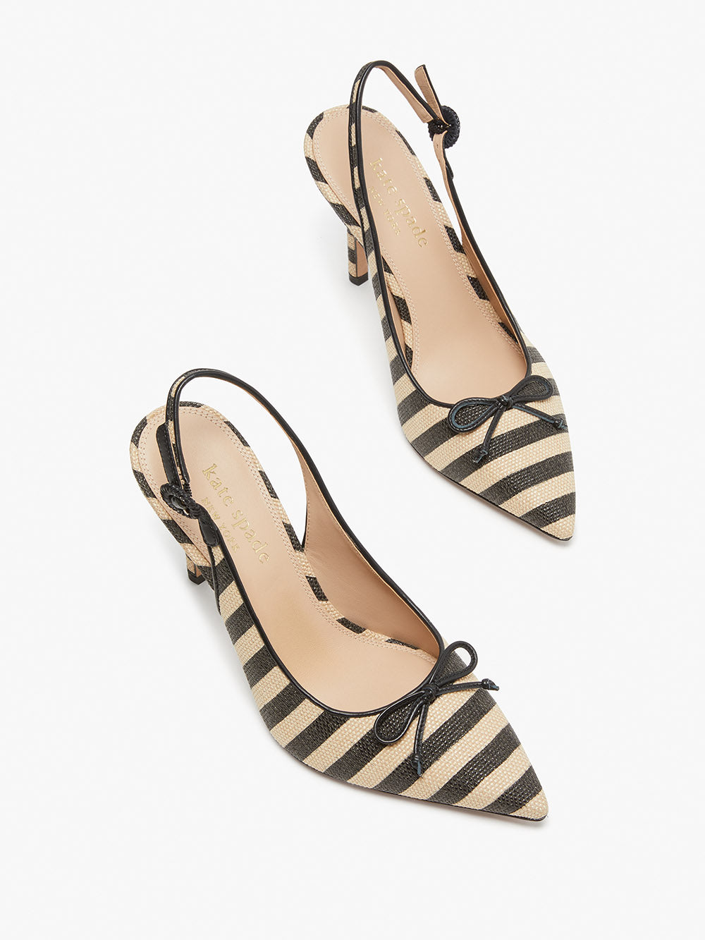 KD401-veronica raffia slingback pumps-Black/ Beach Sand