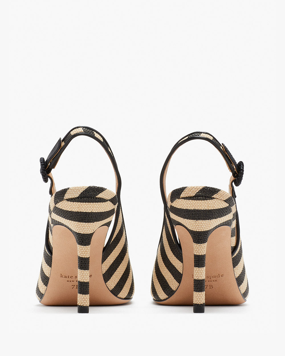 KD401-veronica raffia slingback pumps-Black/ Beach Sand