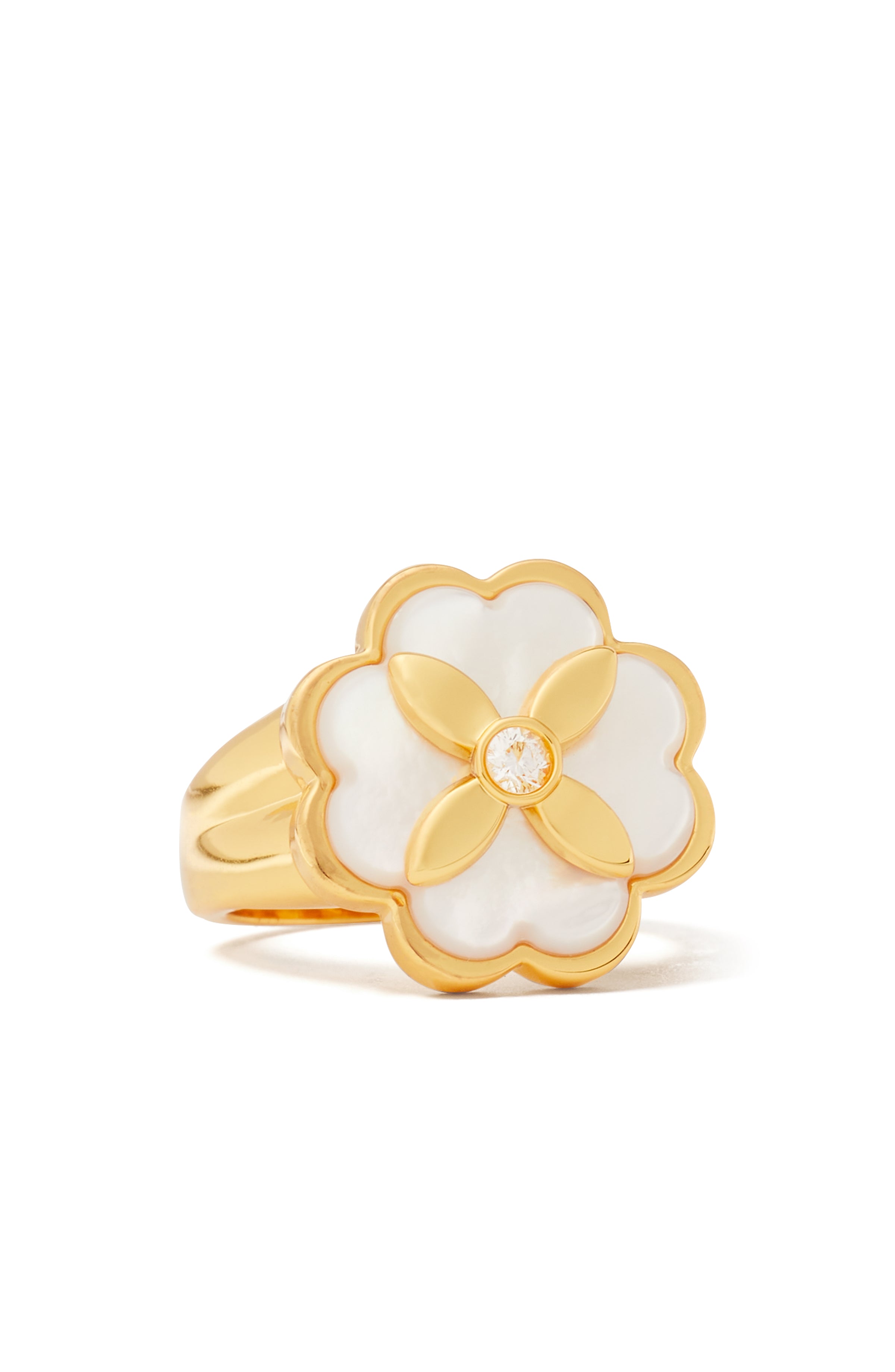 KD472-heritage bloom signet ring-Cream/Gold