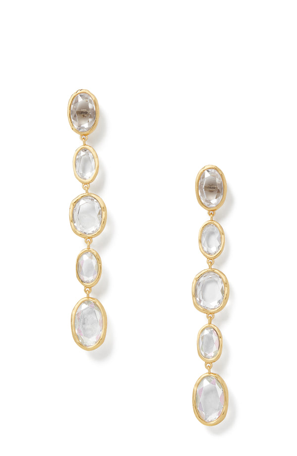 KD480-high shine linear earrings-Clear Multi