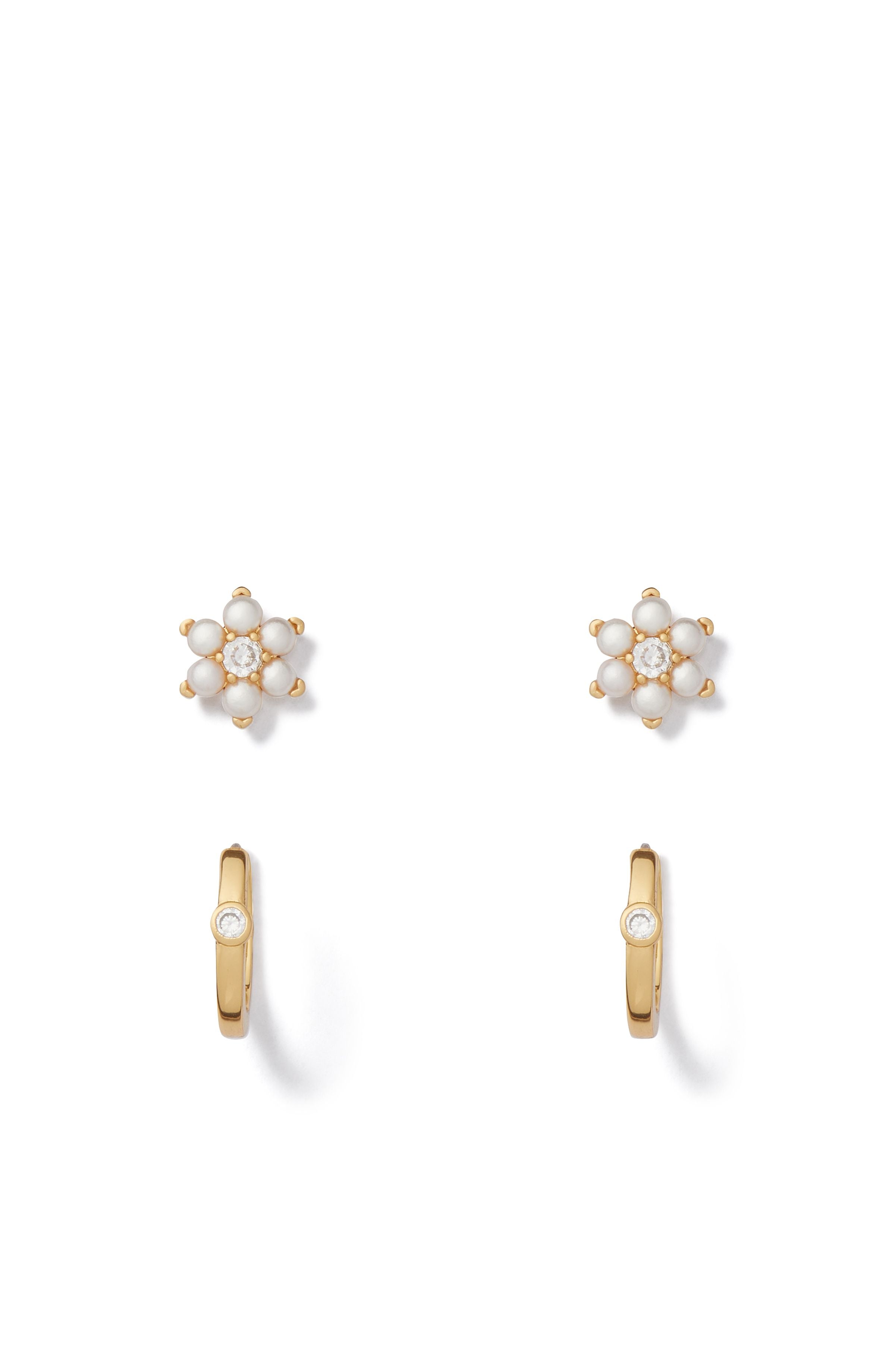 KD958-curated set earrings- Cream/Clear/Gold