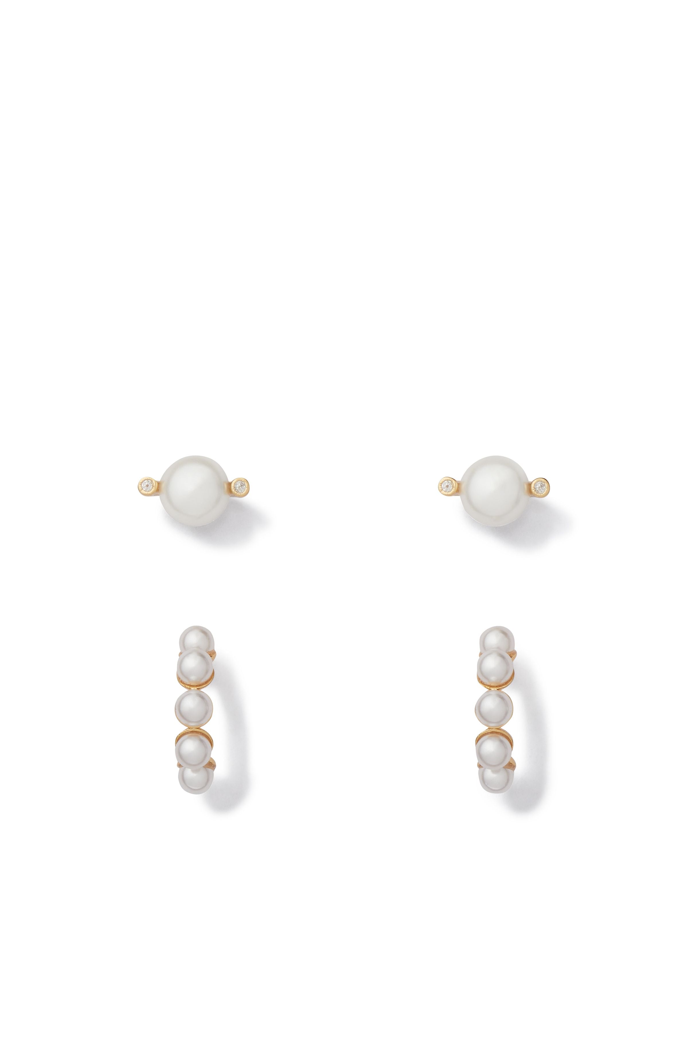 KD959-curated set earrings-Cream/Gold