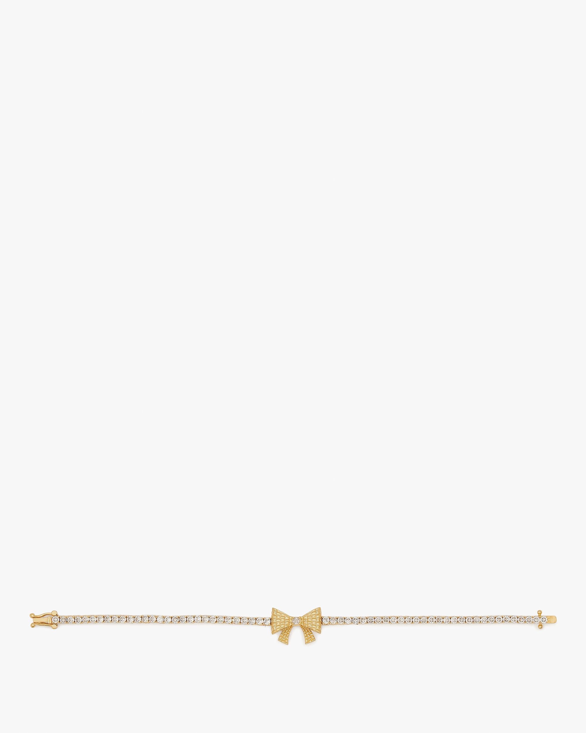 KD984_Wrapped In A Bow Tennis Bracelet_Clear/Gold