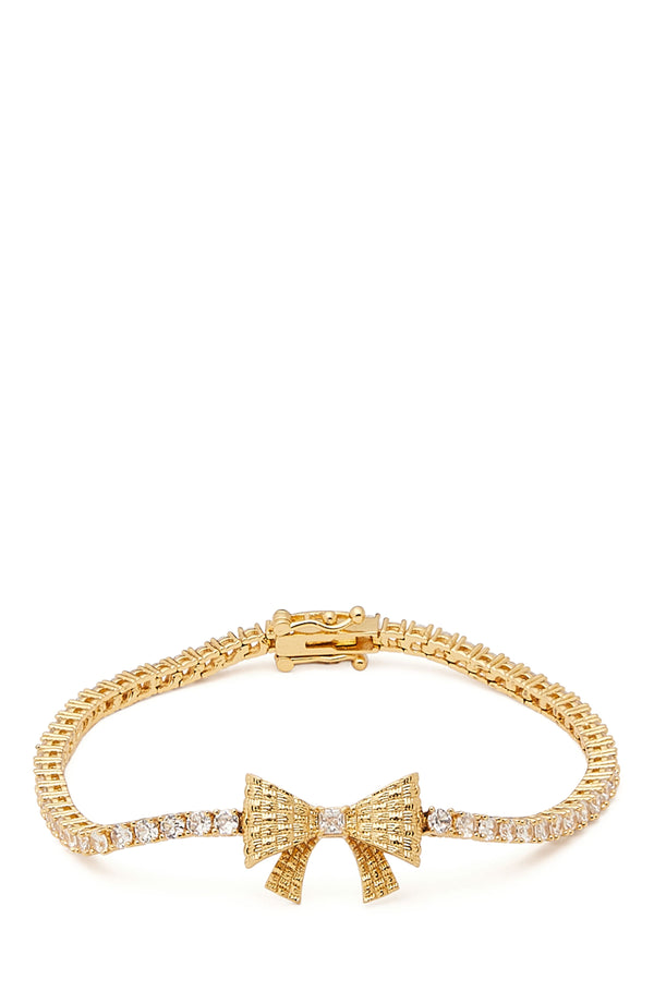 KD984_Wrapped In A Bow Tennis Bracelet_Clear/Gold