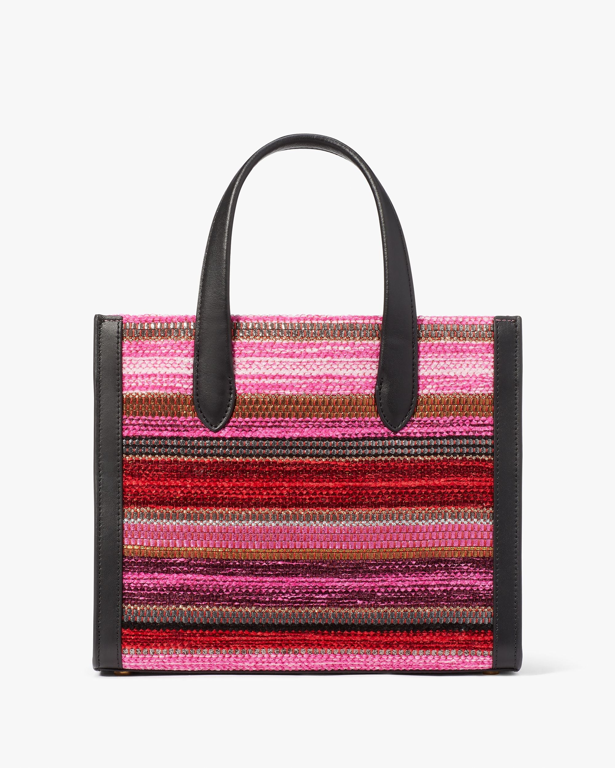 Manhattan Striped Metallic Small Tote-KE202-Pink Multi