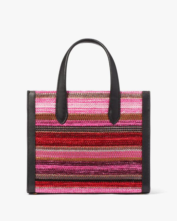 Manhattan Striped Metallic Small Tote-KE202-Pink Multi