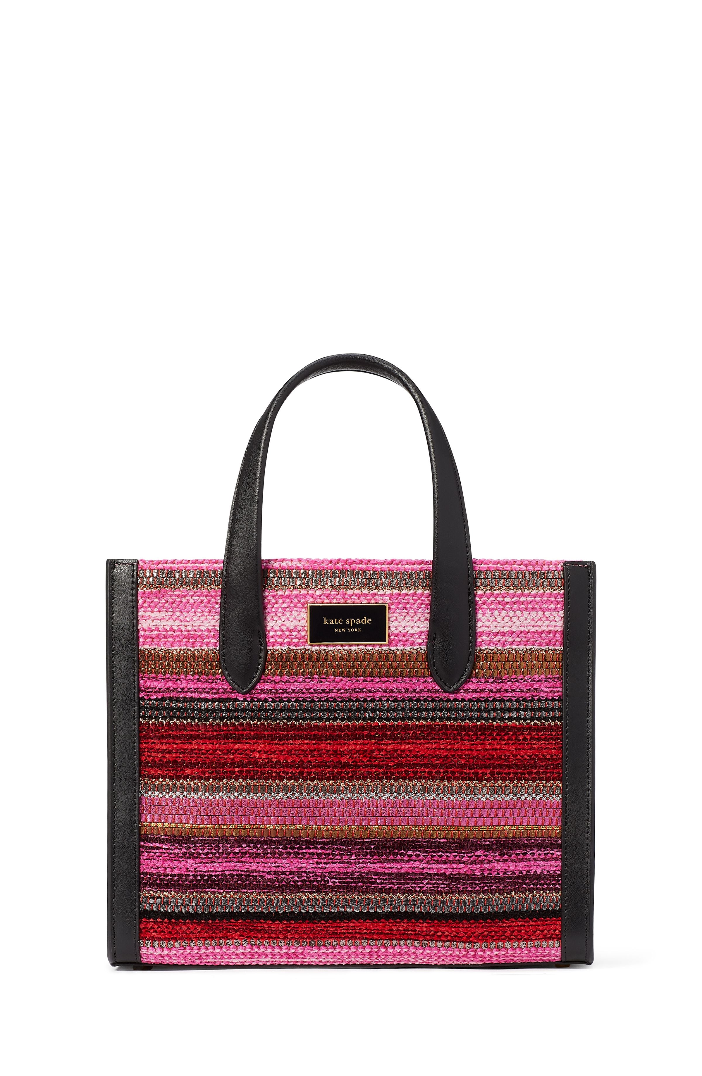 Manhattan Striped Metallic Small Tote-KE202-Pink Multi