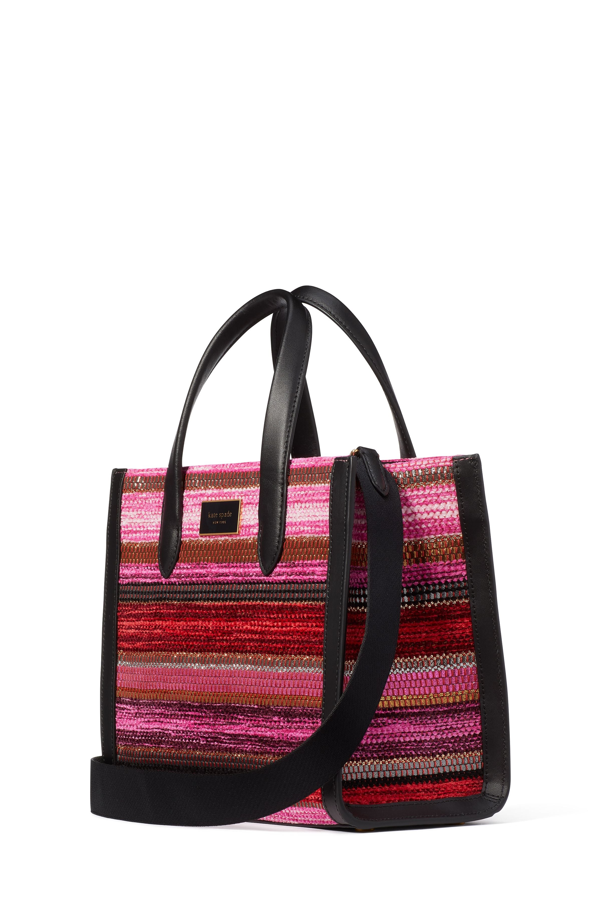 Manhattan Striped Metallic Small Tote-KE202-Pink Multi