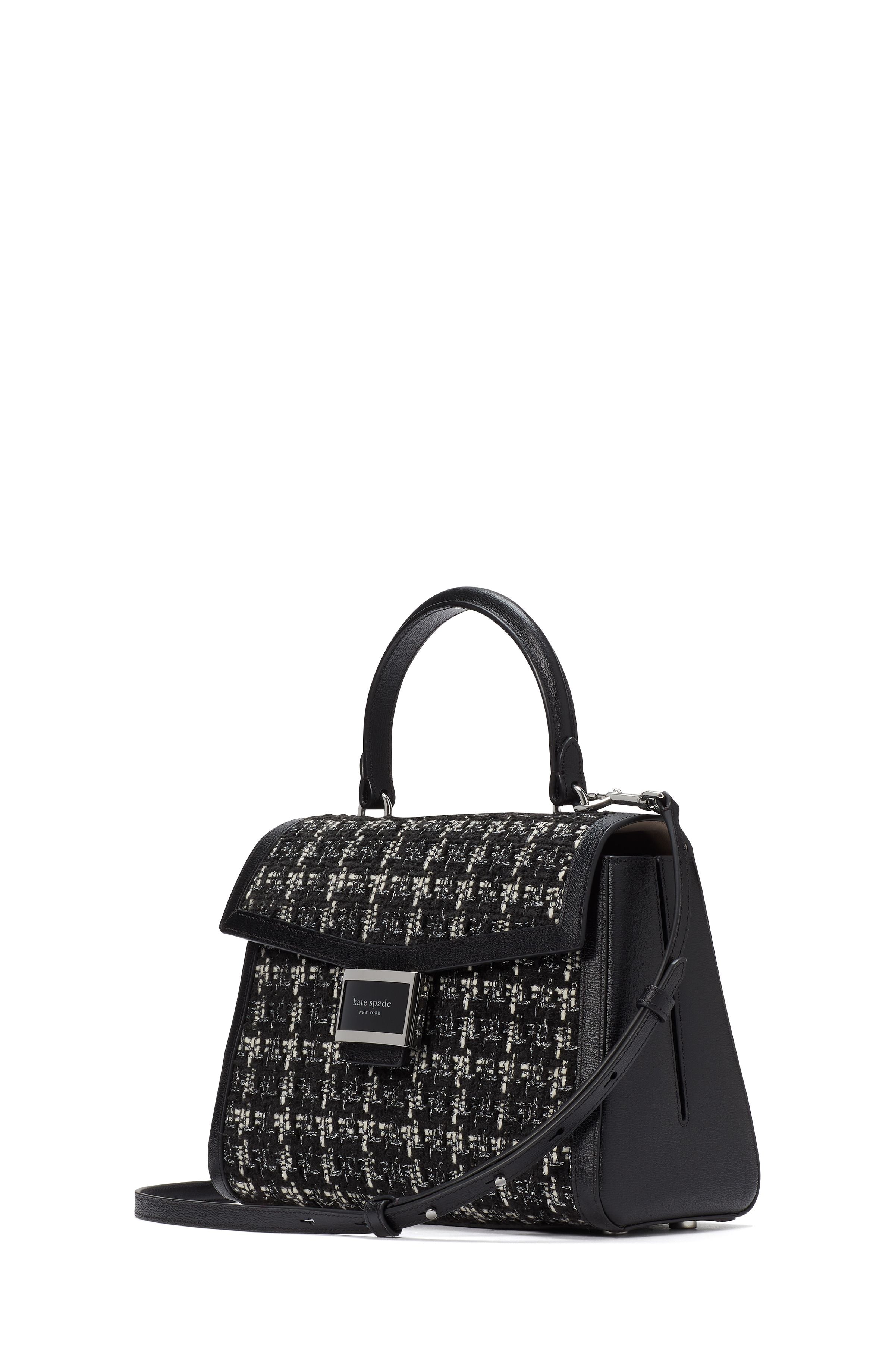 KE439-katy tweed medium top-handle bag-Black Multi