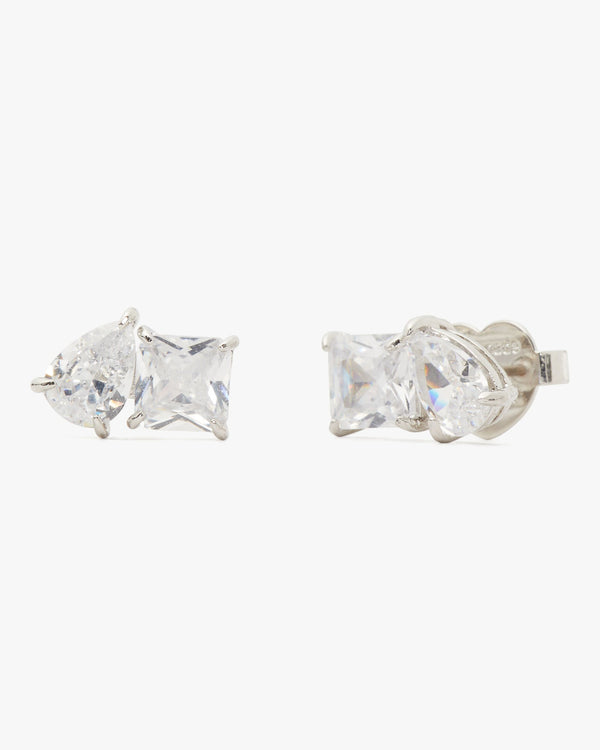 KF179-Showtime Toi Et Moi Studs-Clear/Silver