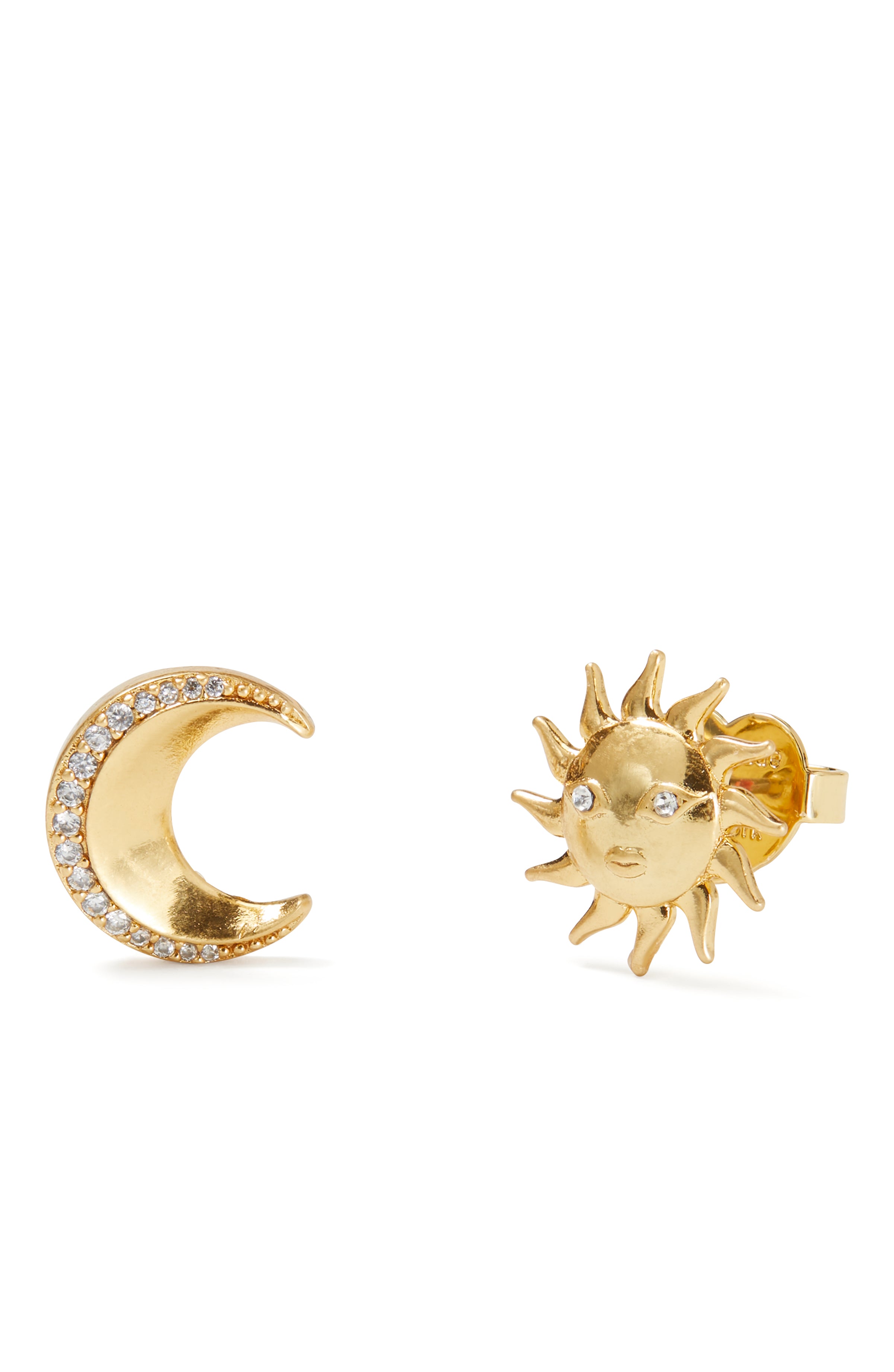 KF219-Like Magic Sun And Moon Studs-Clear/Gold