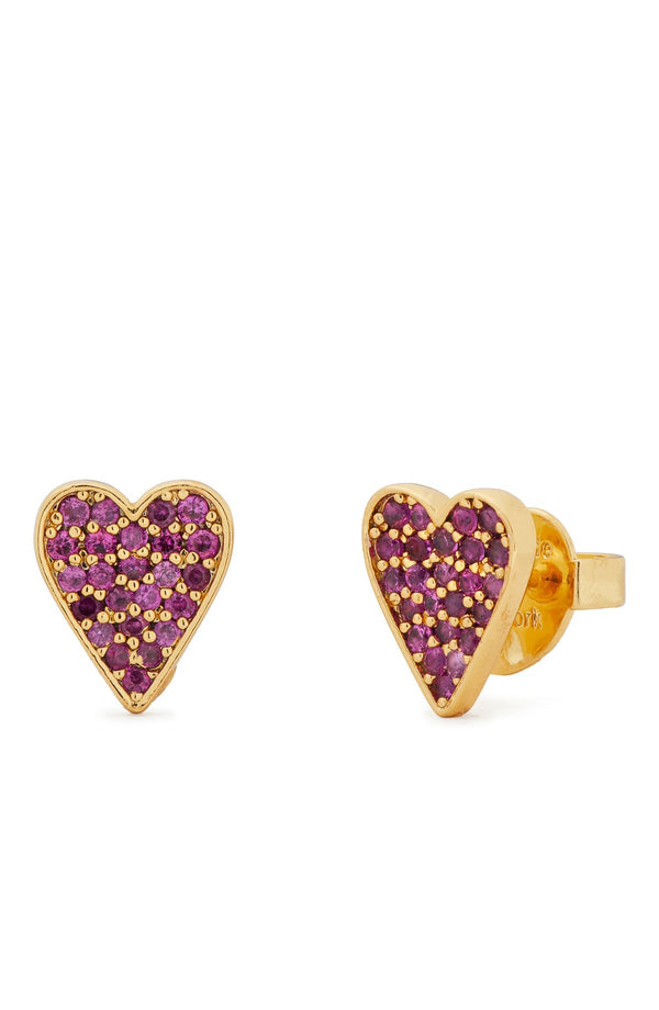 KF220-Like Magic Pavé Heart Studs-Ruby/Gold