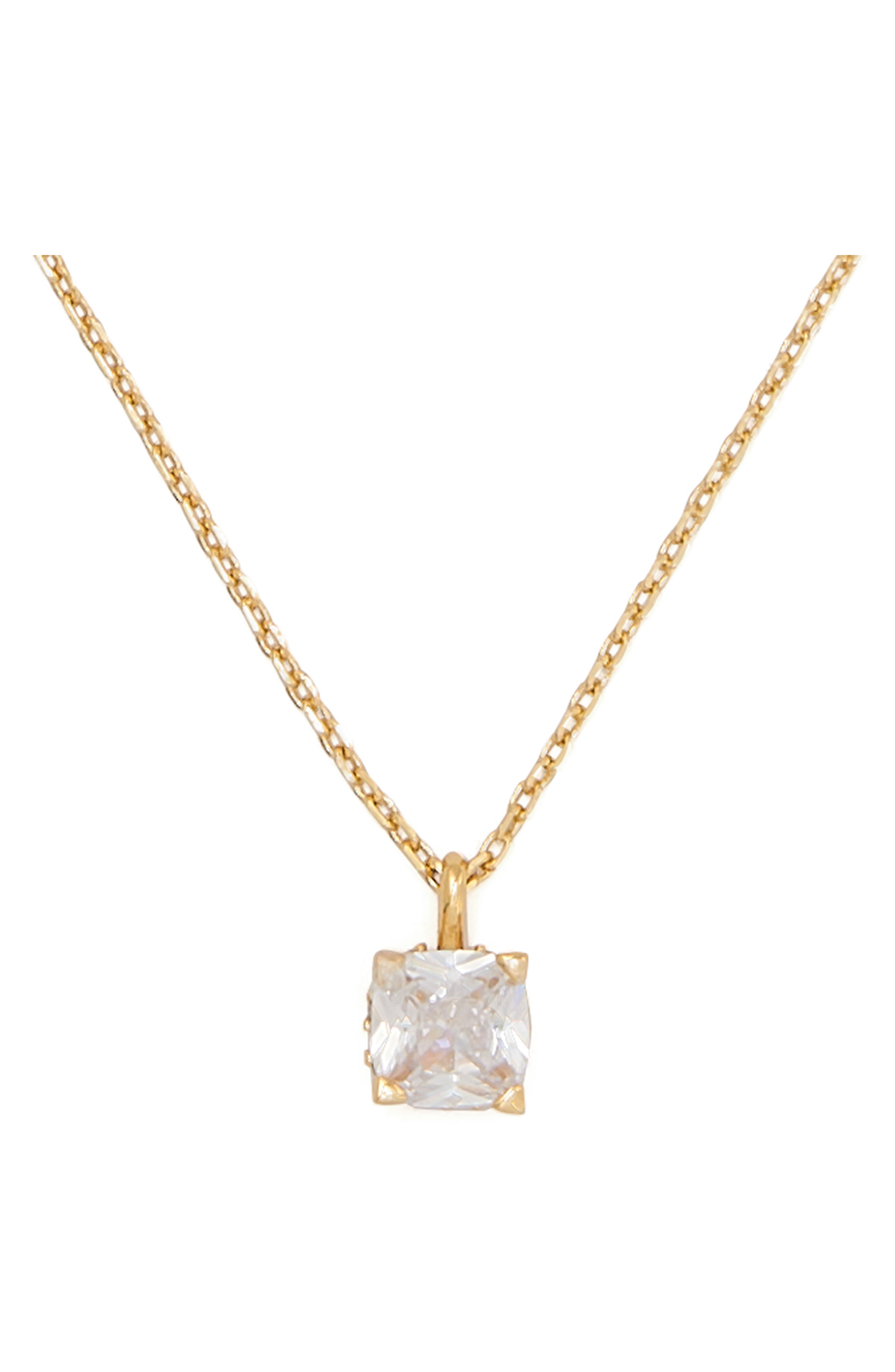 KG898-Little Luxuries 6mm Square Pendant -Clear/Gold